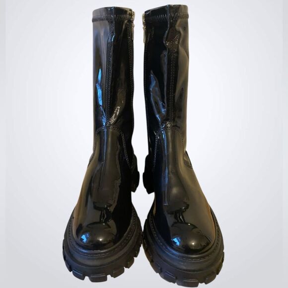 Schutz | Schutz Kendy black patent leather mid-calf boots Lug sole NWOB size 6 - Picture 5 of 12